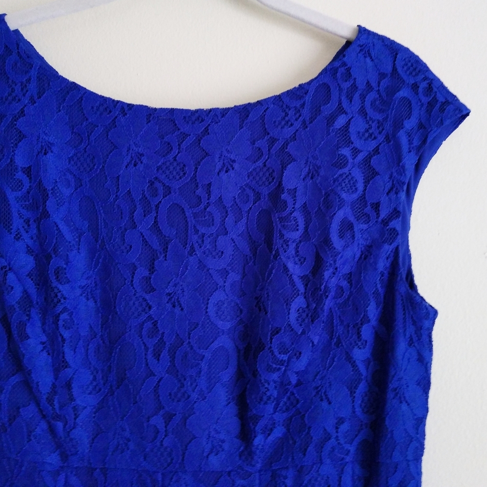 Lauren Ralph Lauren dress blue lace overlay 8 - Picture 2 of 12